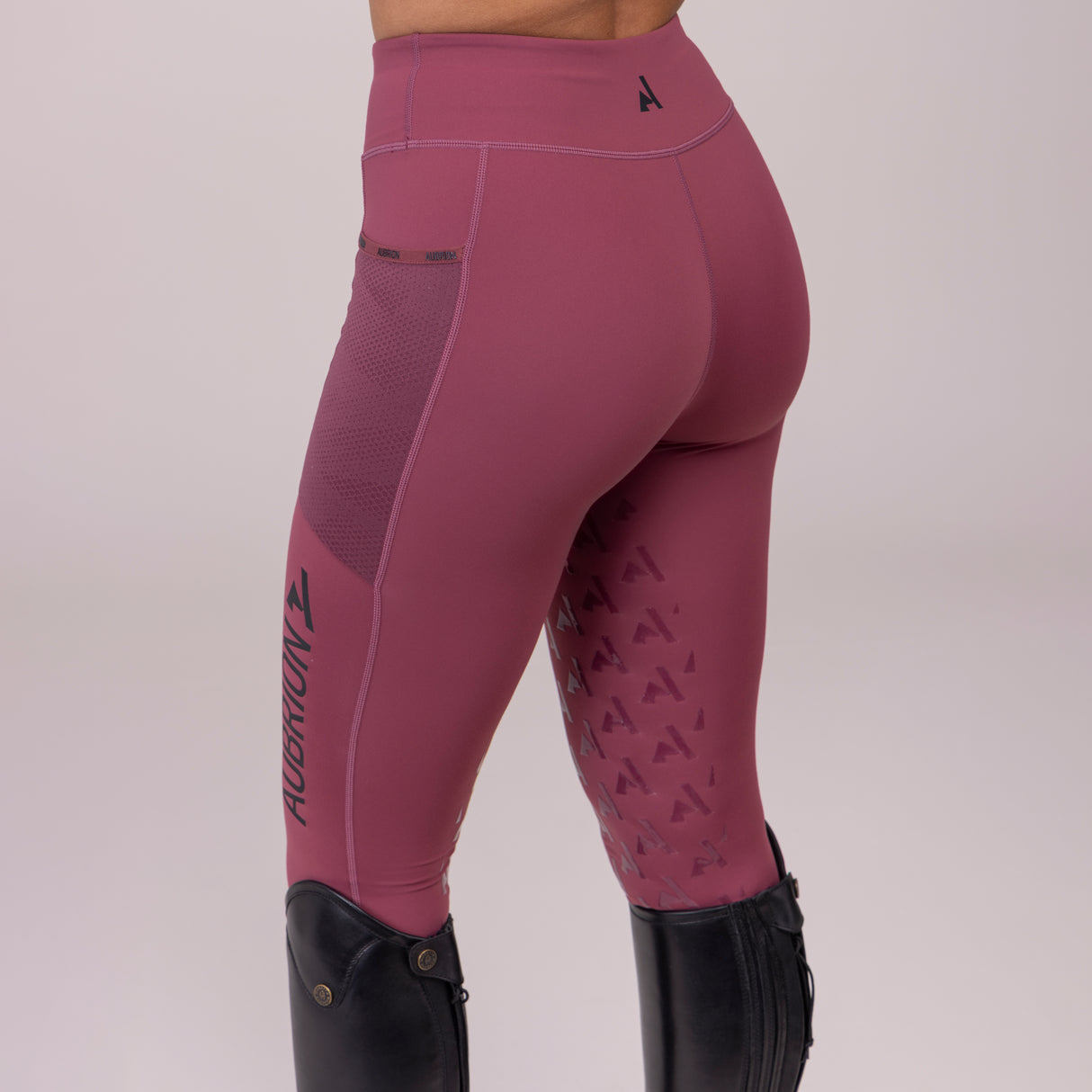 Shires Aubrion Ladies React Non-Stop Riding Tights #colour_mauve