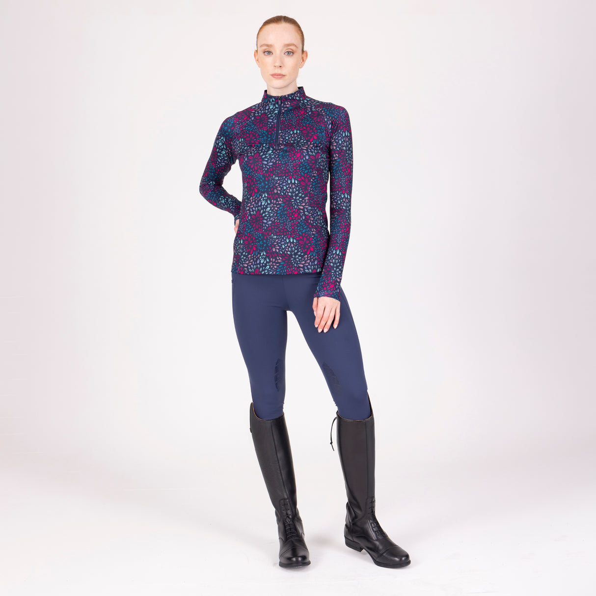 Shires Aubrion Ladies React Rythm Riding Tights #colour_midnight