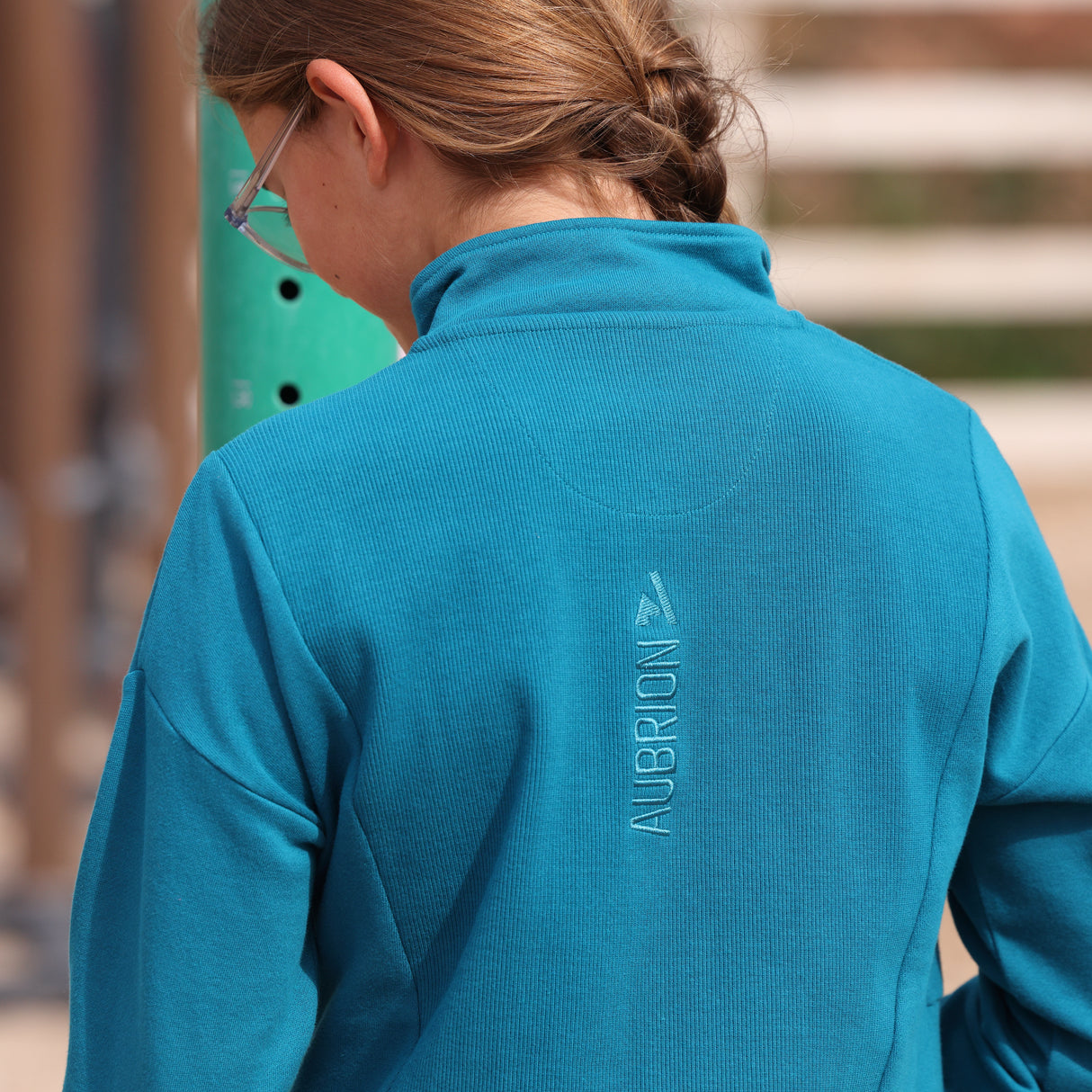 Shires Aubrion React Quarter Zip Sweater - Young Rider #colour_kingfisher