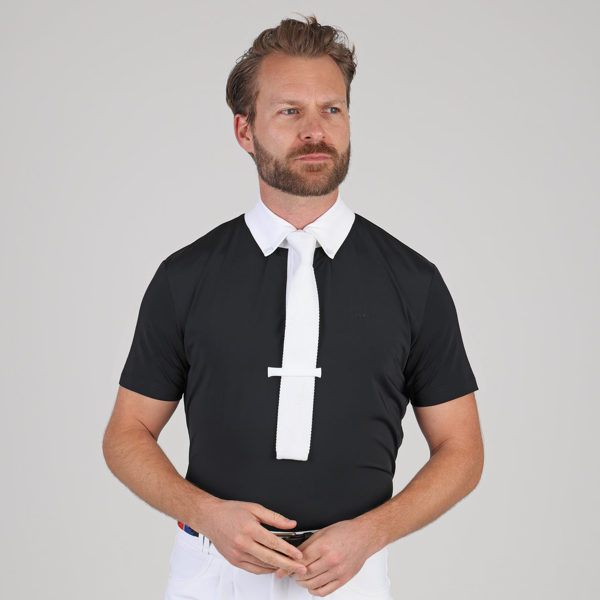 Shires Aubrion Optima MX Button Show Shirt - Mens #colour_black