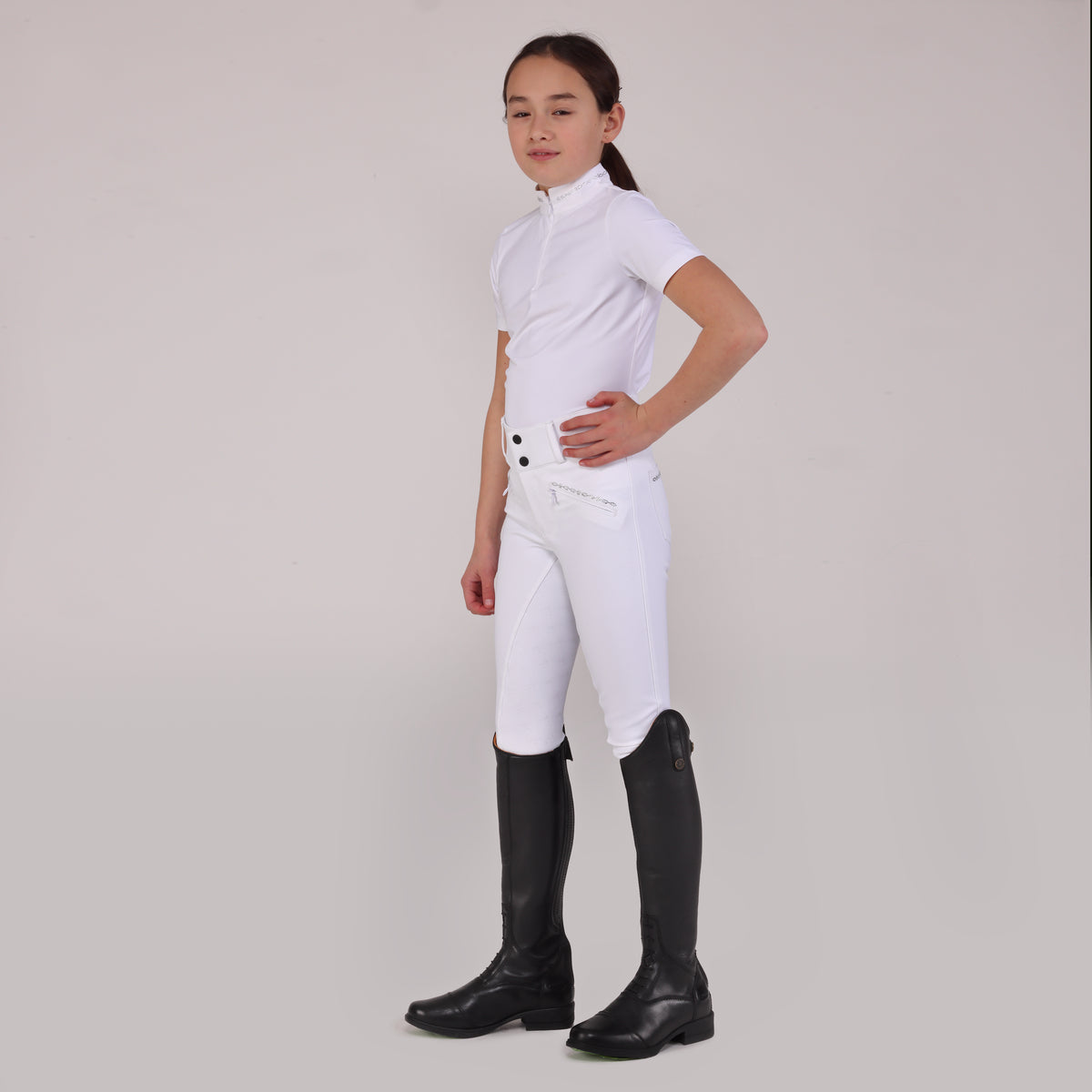 Shires Aubrion Optima LX Breeches - Young Rider #colour_white