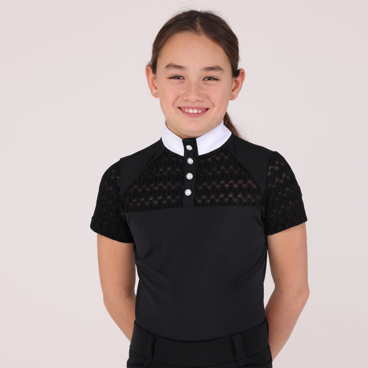 Shires Aubrion Optima VX Show Shirt - Young Rider #colour_black