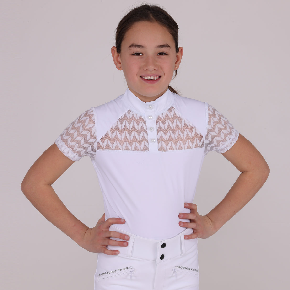 Shires Aubrion Optima VX Show Shirt - Young Rider #colour_white