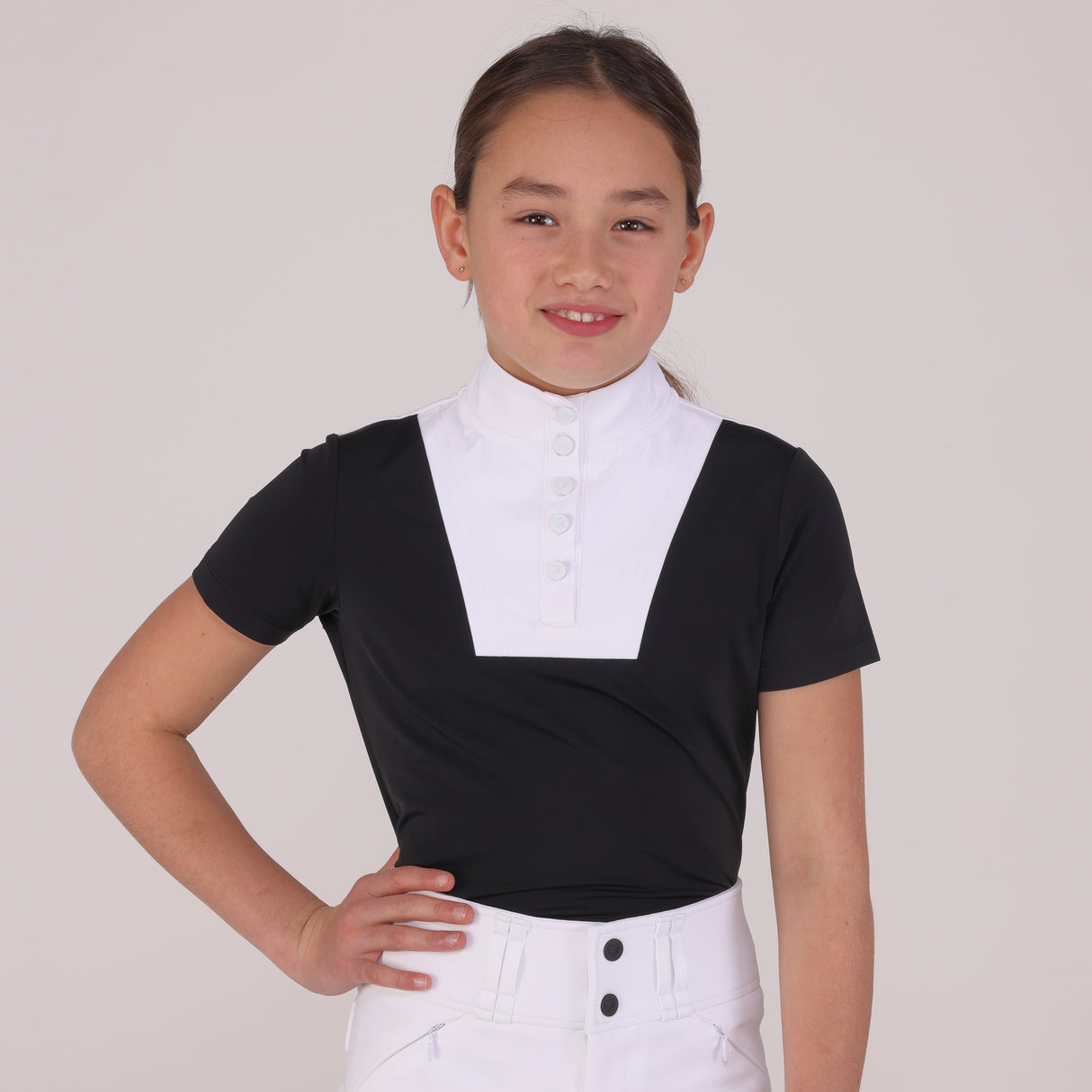 Shires Aubrion Optima MX Show Shirt - Young Rider #colour_black