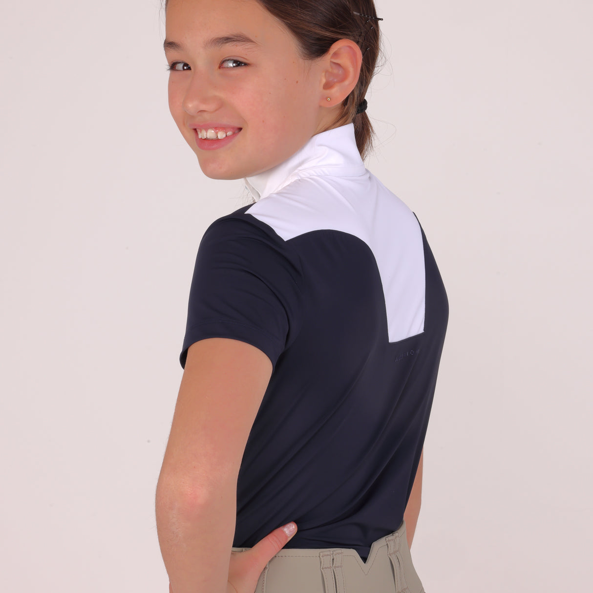 Shires Aubrion Optima MX Show Shirt - Young Rider #colour_navy