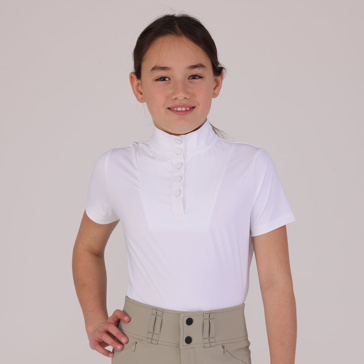 Shires Aubrion Optima MX Show Shirt - Young Rider #colour_white