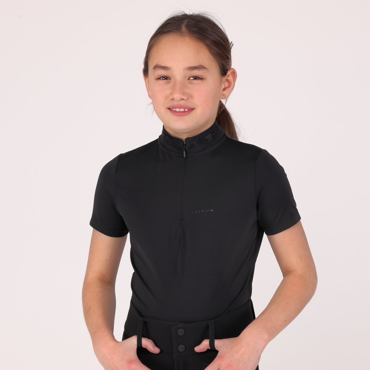 Shires Aubrion Optima GX Show Shirt - Young Rider #colour_black