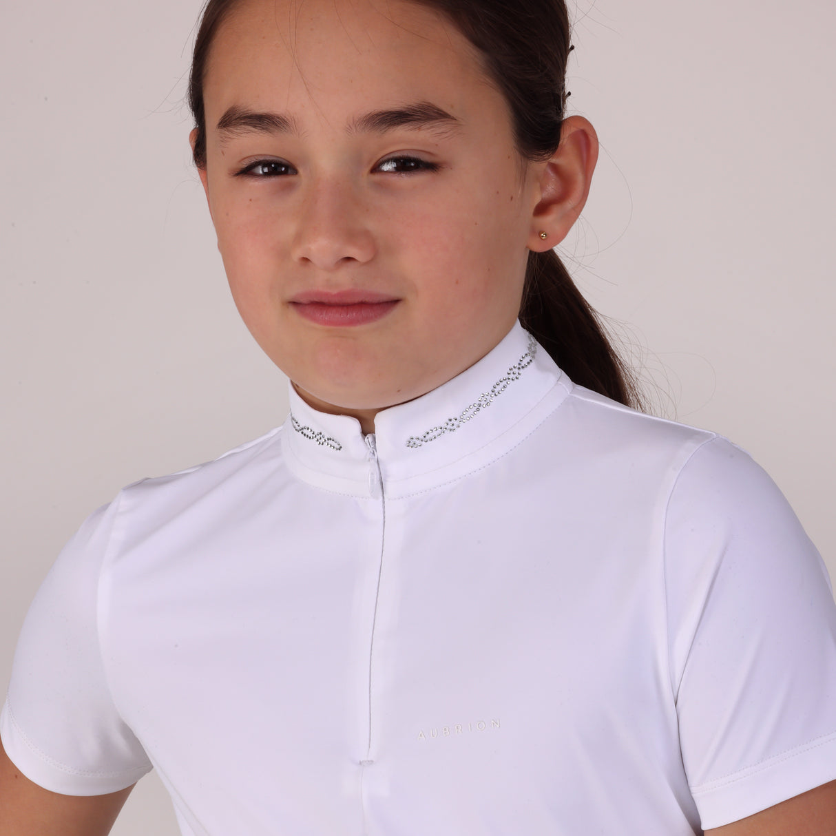 Shires Aubrion Optima LX Show Shirt - Young Rider #colour_white