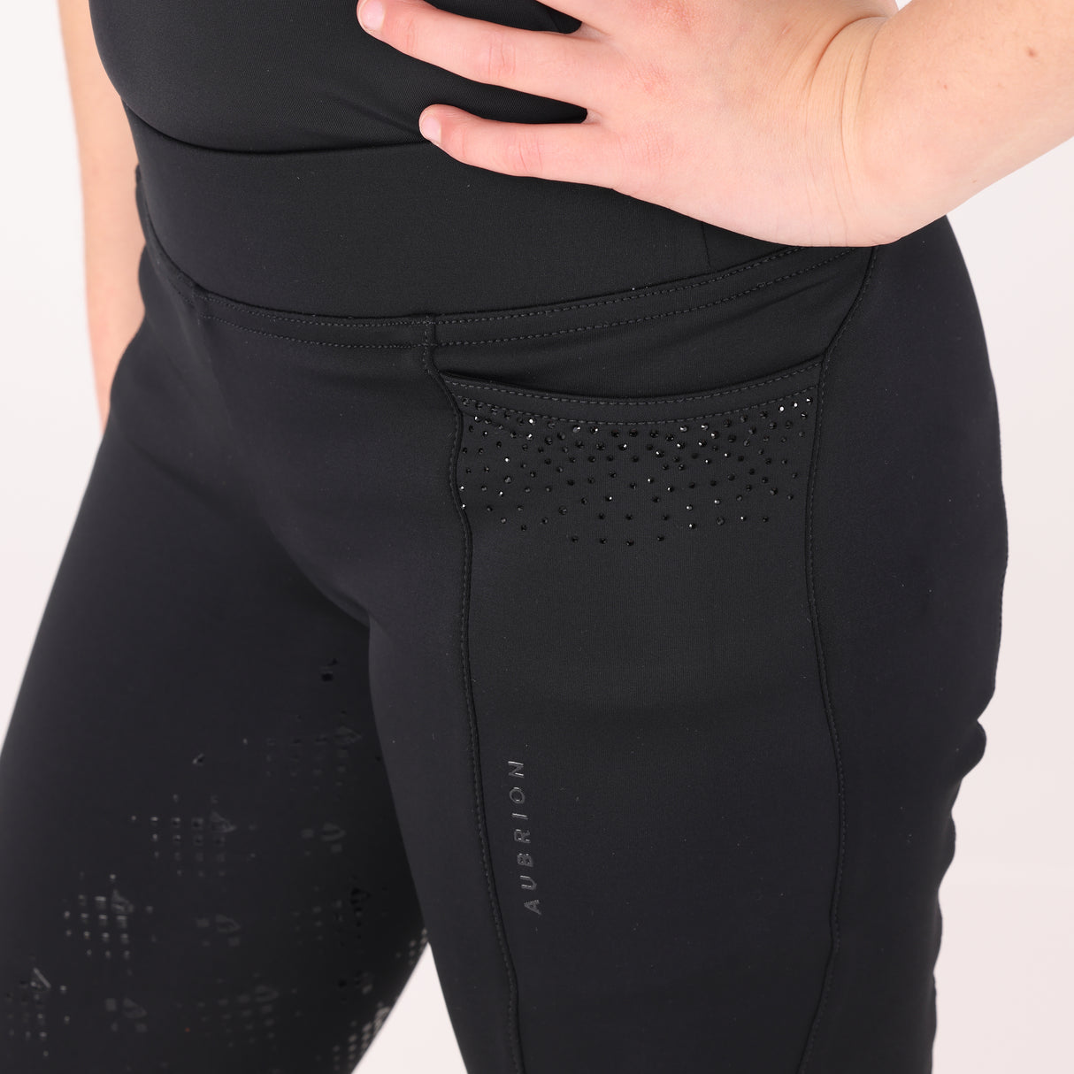 Shires Aubrion Optima GX Riding Tights - Young Rider #colour_black