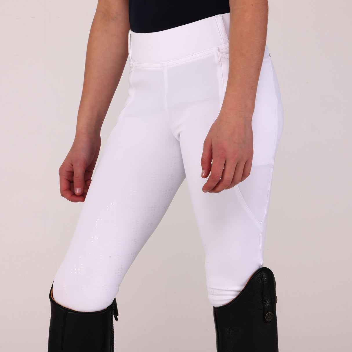 Shires Aubrion Optima LX Riding Tights - Young Rider #colour_white