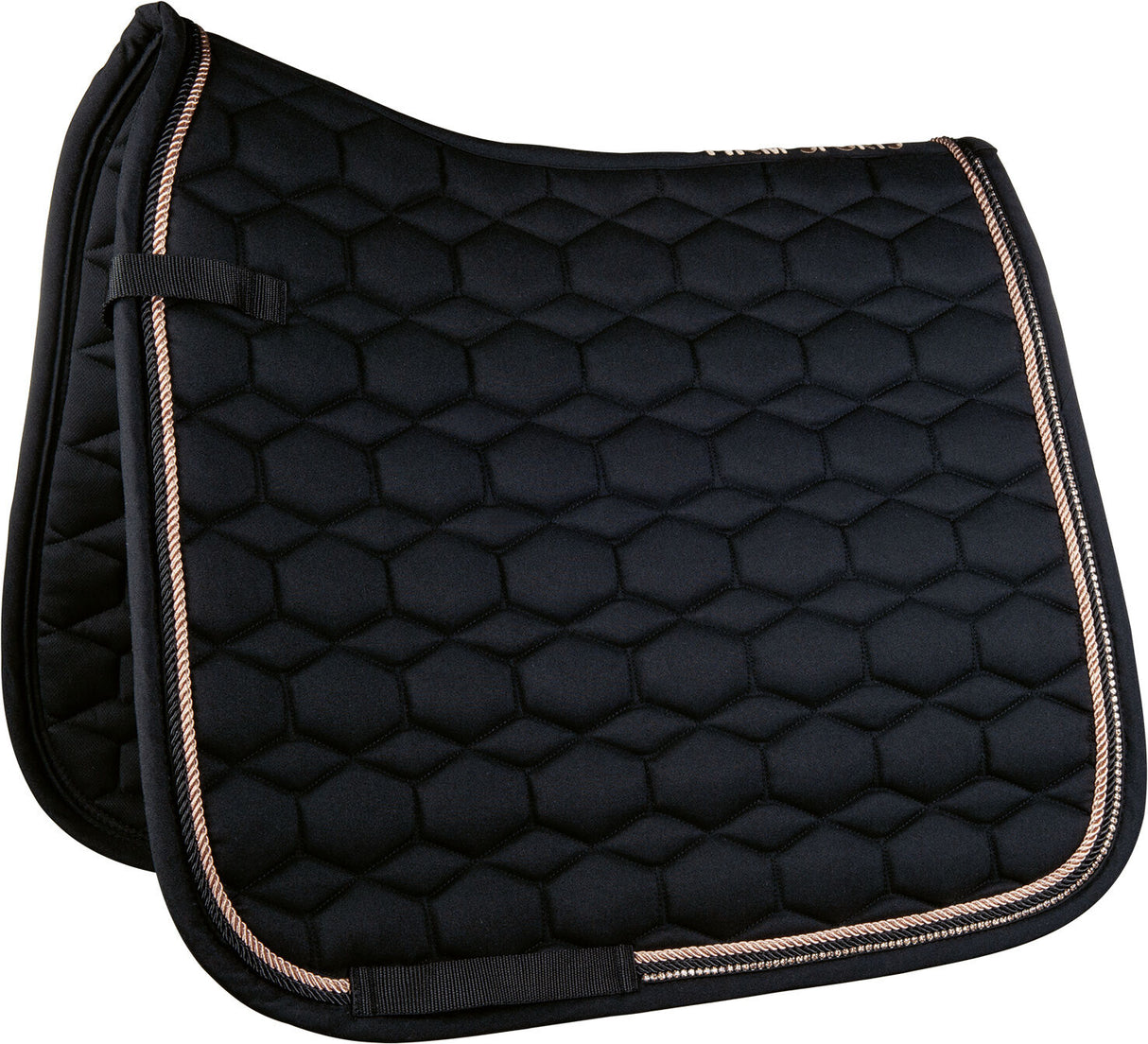 HKM Saddle Cloth -Rosegold Glamour- Style #colour_black-rose-gold