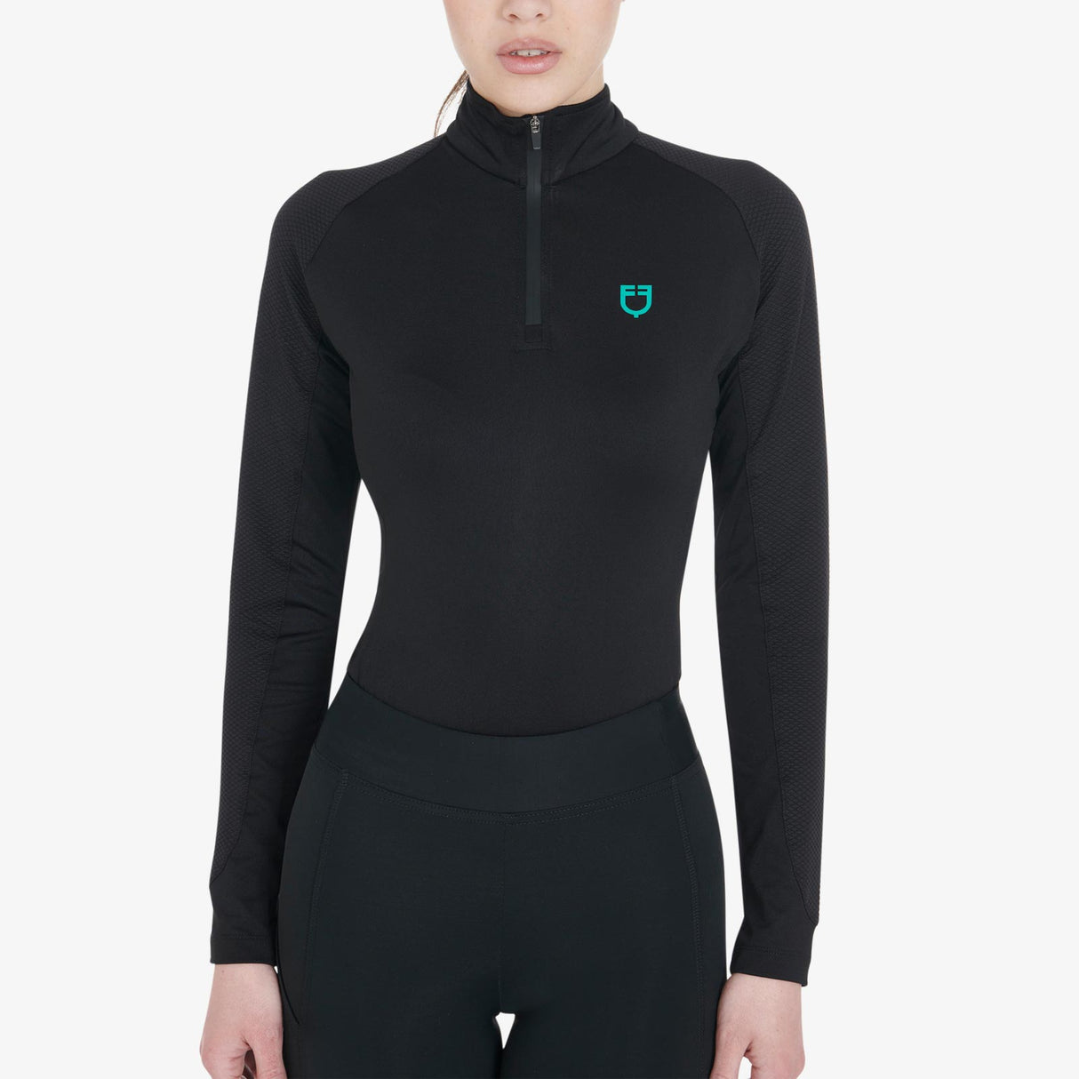 Equestro Women's Slim Fit Long Sleeve Base Layer #colour_black