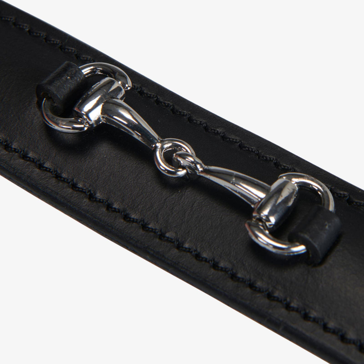 Equestro Leather Belt With Snaffle Bits #colour_black-silver