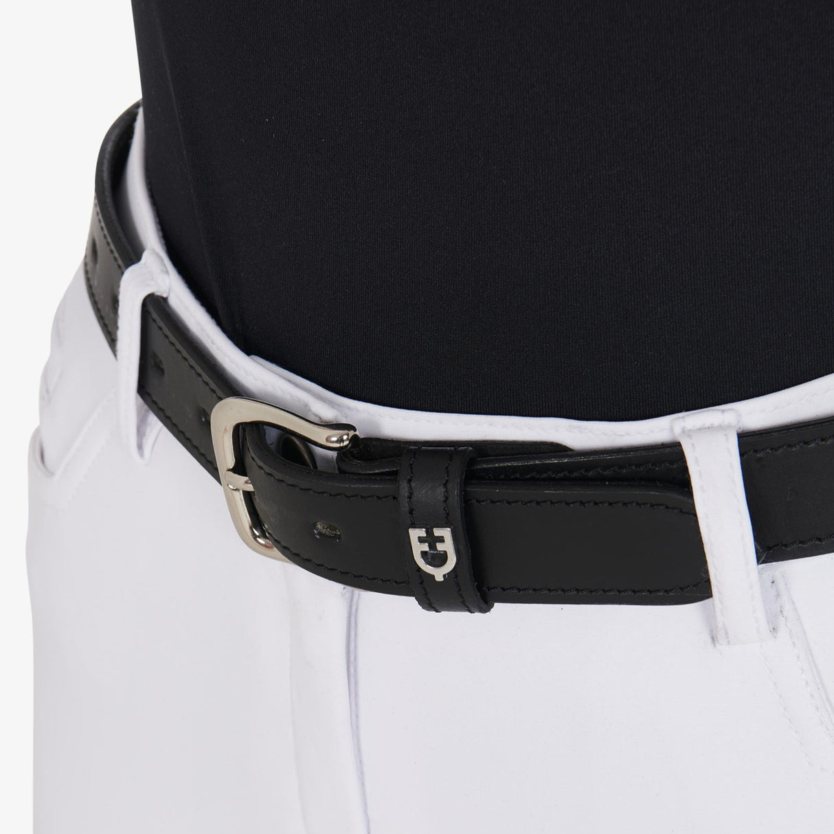 Equestro Leather Belt With Snaffle Bits #colour_black-silver