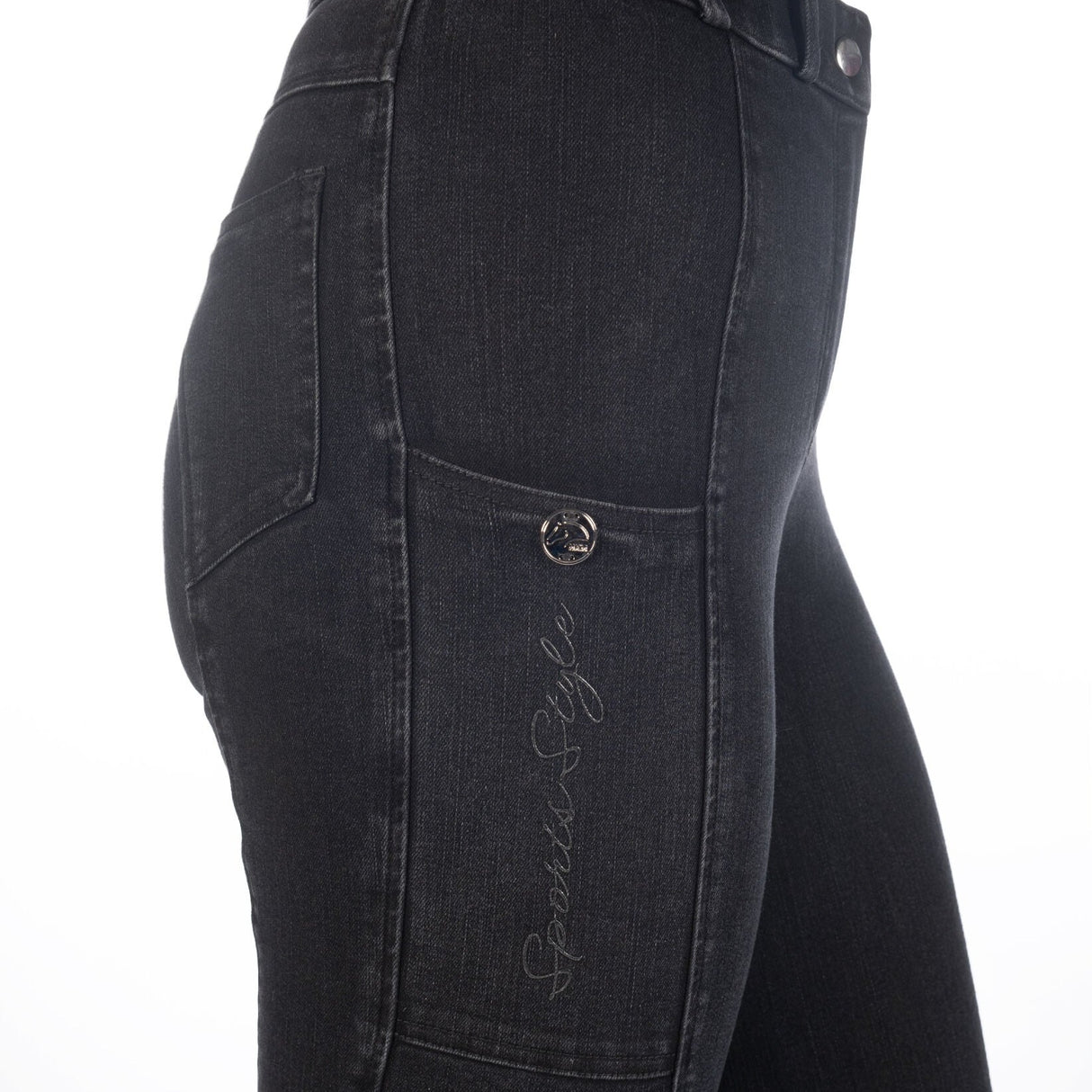 HKM Ladies Knee Patch Riding Breeches -Harbour Island Denim-