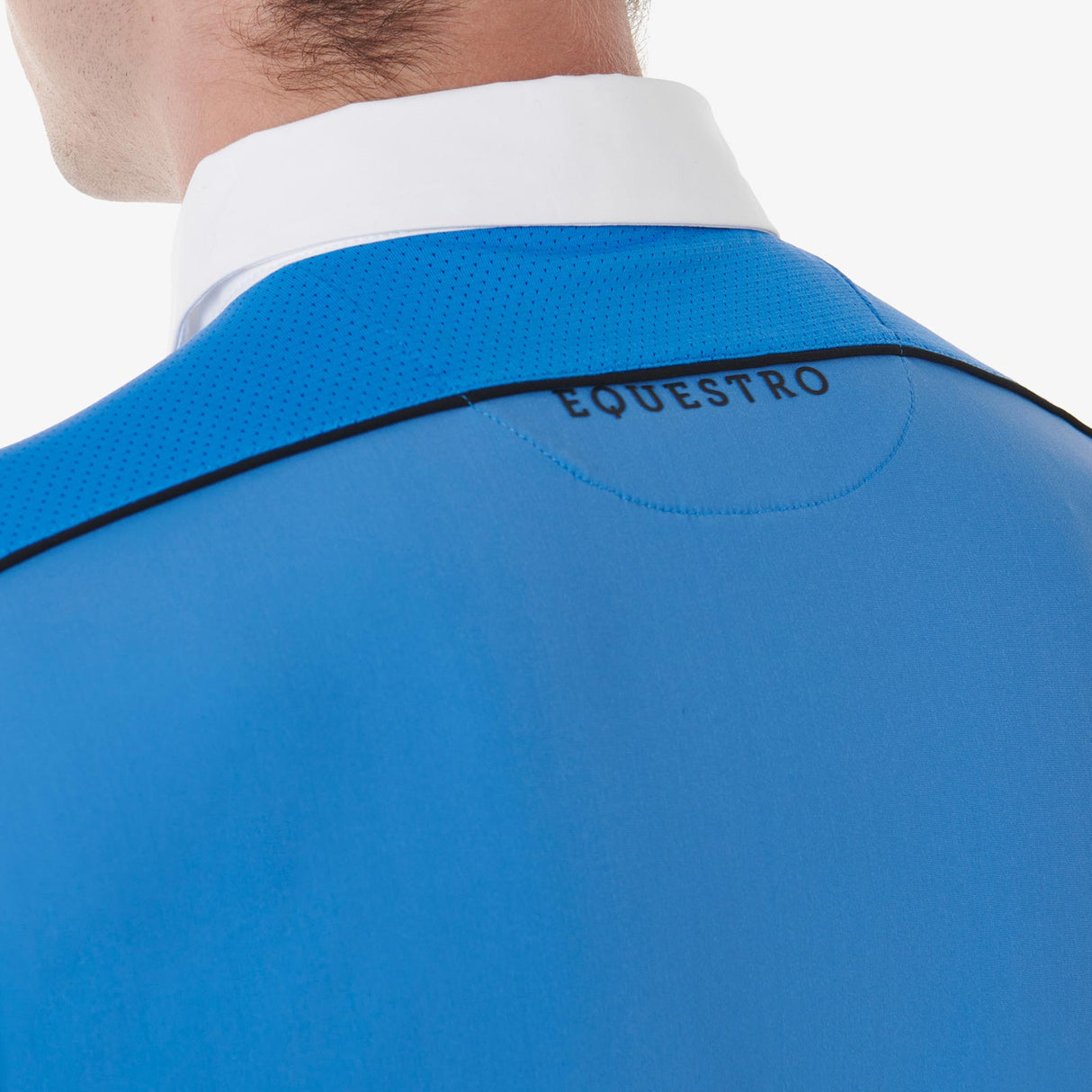 Equestro Men’S Short Sleeve Polo Shirt With Zip And Mesh Trim #colour_blue