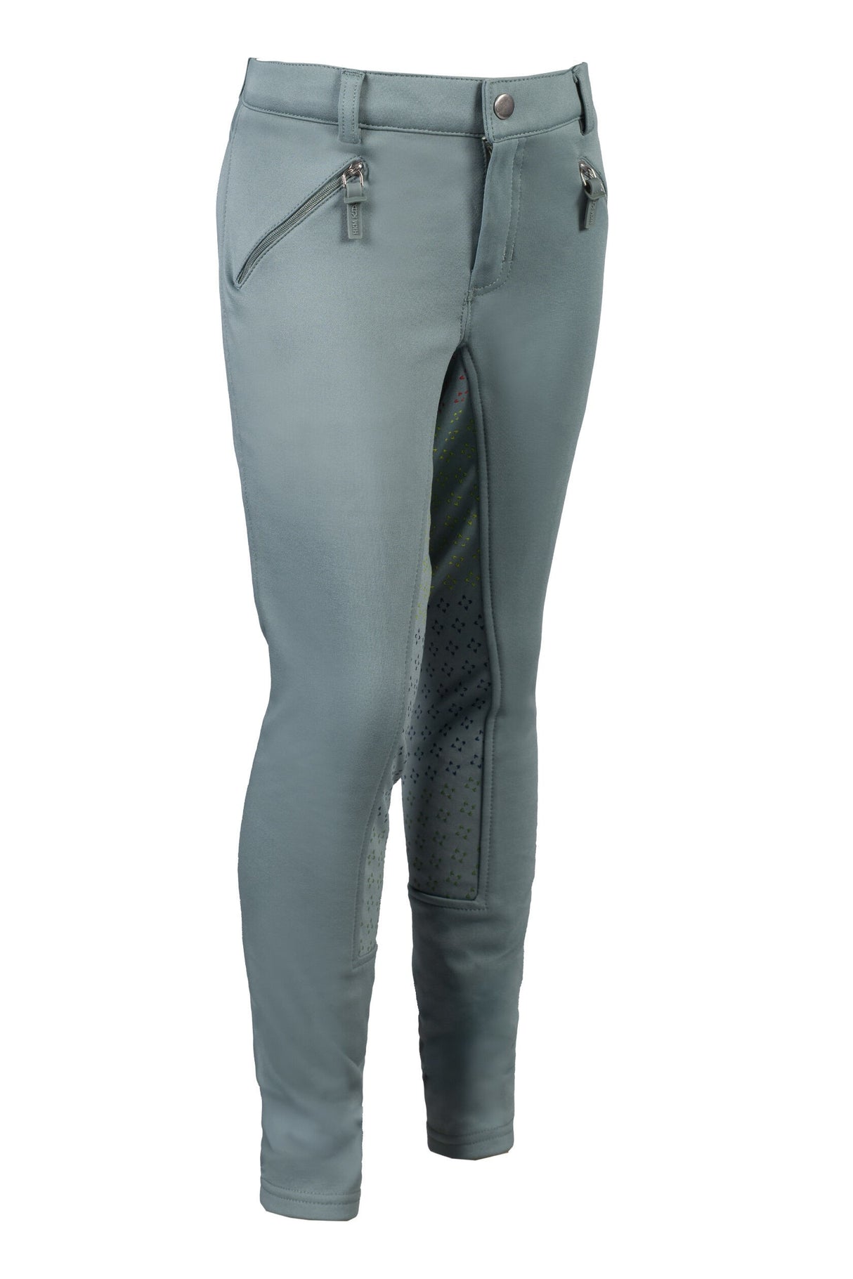 HKM Children's Silicone Full Seat Riding Breeches -Mia- #colour_sage