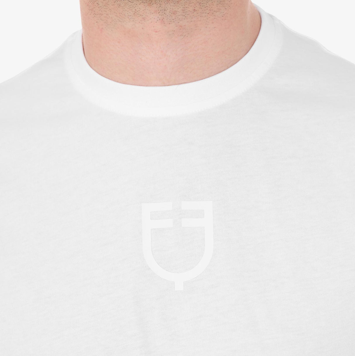 Equestro Men's Basic T-Shirt With Tone-On-Tone Logo #colour_white