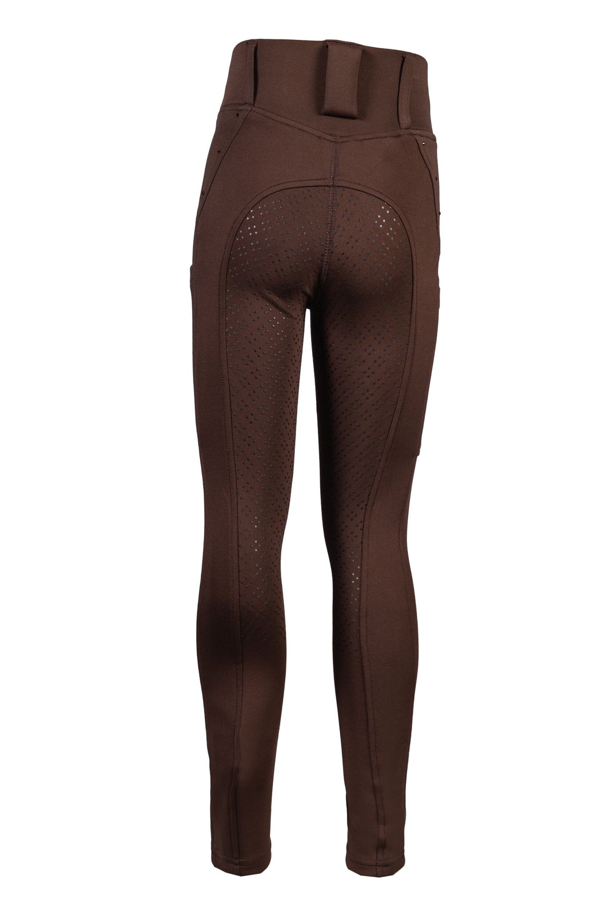 HKM Children's Silicone Full Seat Riding Leggings -Lana II- Style #colour_dark-brown