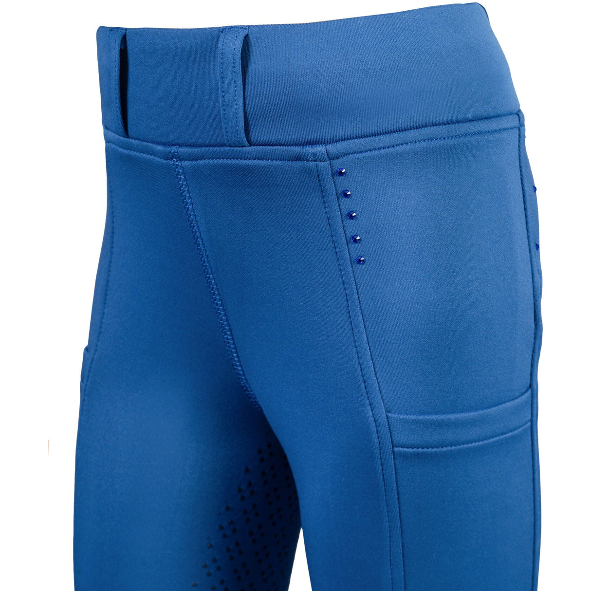 HKM Children's Silicone Full Seat Riding Leggings -Lana II- Style #colour_blue