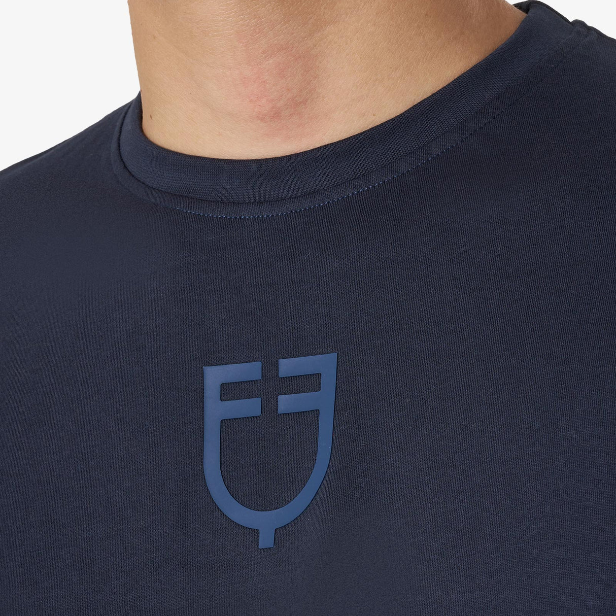 Equestro Men's Basic T-Shirt With Tone-On-Tone Logo #colour_blue