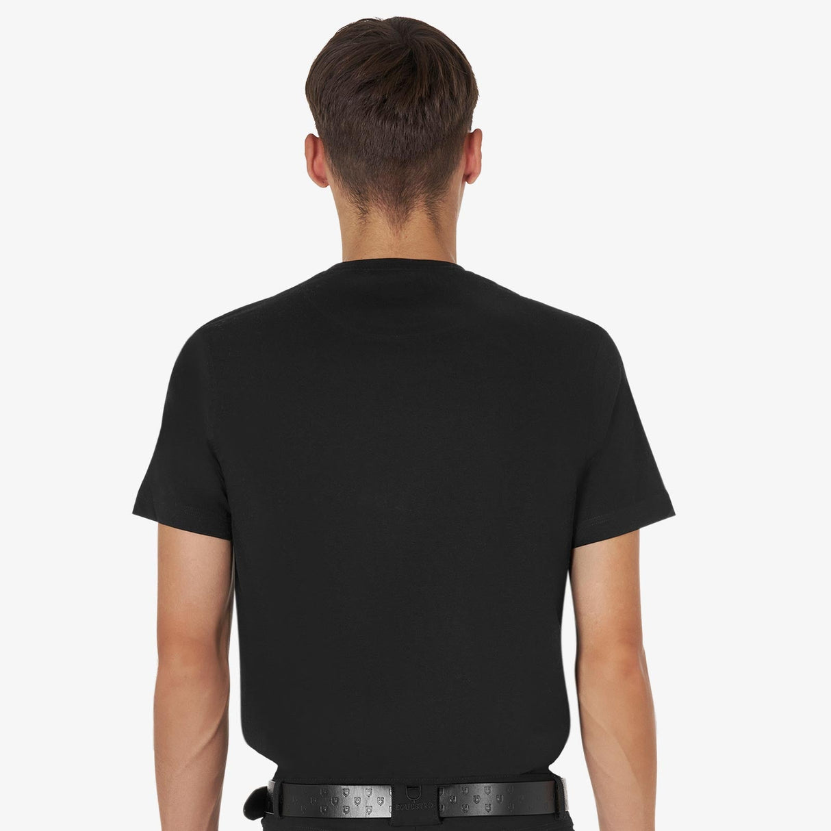 Equestro Men's Basic T-Shirt With Tone-On-Tone Logo #colour_black