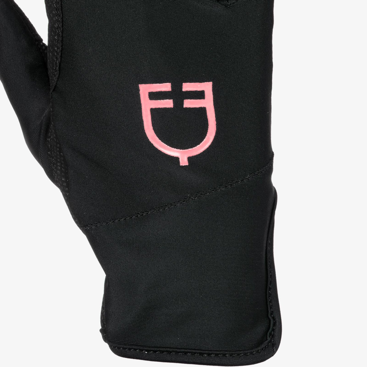 Equestro Women's Gloves In Special Elastane Fabric With Logo #colour_black-pink
