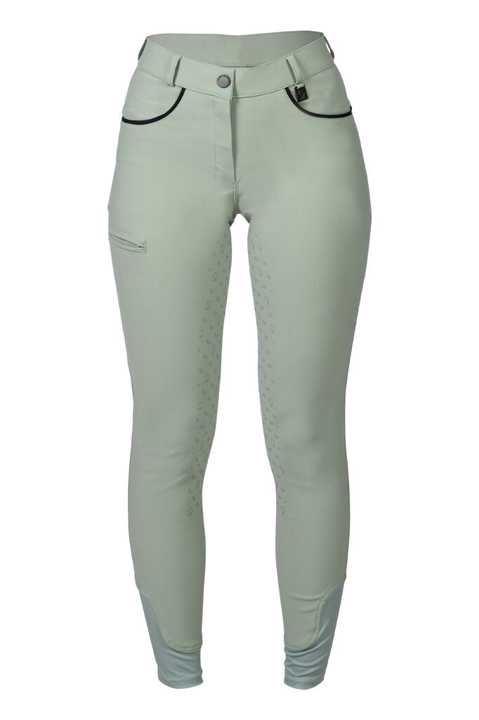 HKM Ladies Silicone Full Seat Riding Breeches -Limone- #colour_sage