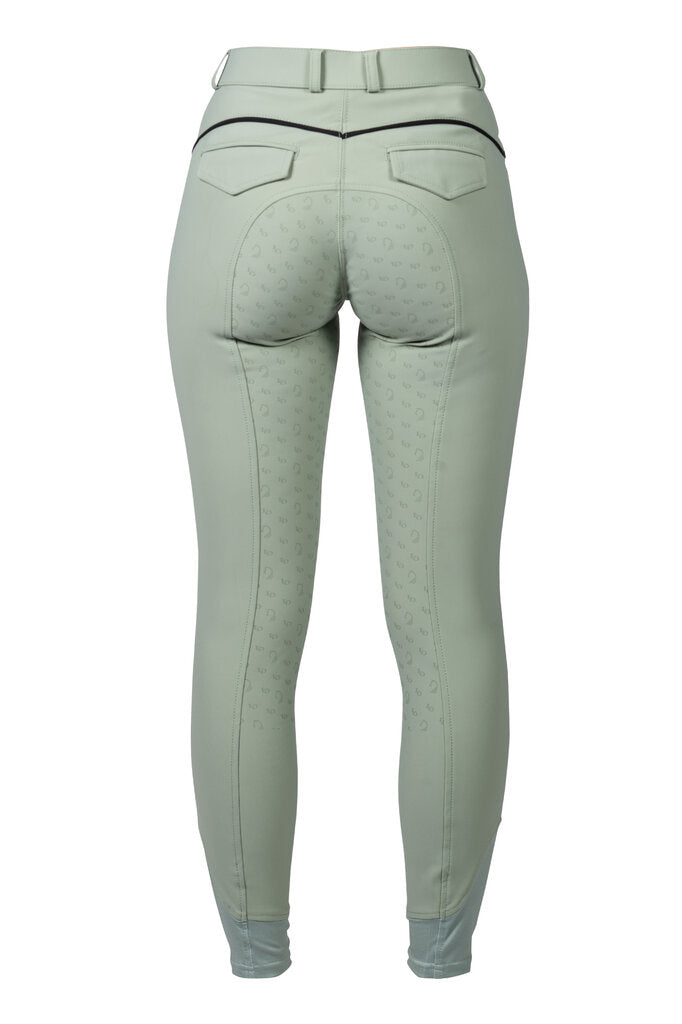 HKM Ladies Silicone Full Seat Riding Breeches -Limone- #colour_sage