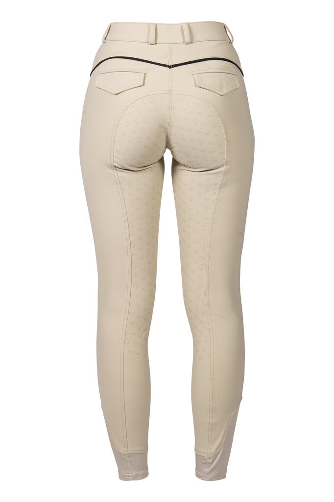 HKM Ladies Silicone Full Seat Riding Breeches -Limone- #colour_grey-beige
