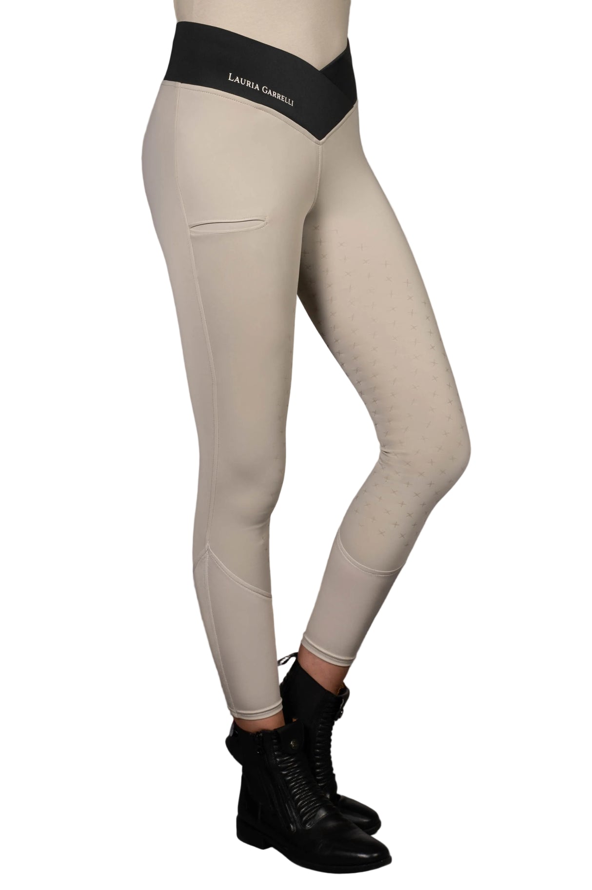 HKM Ladies Silicone Full Seat Riding Leggings -Limone- #colour_grey-beige