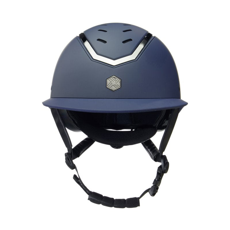 Charles Owen Kylo Wide Peak Matte Riding Hat #colour_navy-matte-pewter