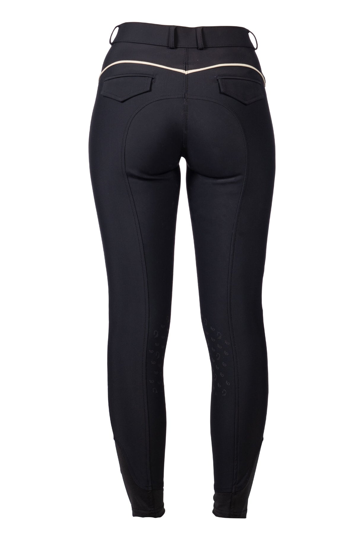 HKM Ladies Silicone Knee Patch Riding Breeches -Limone- #colour_black