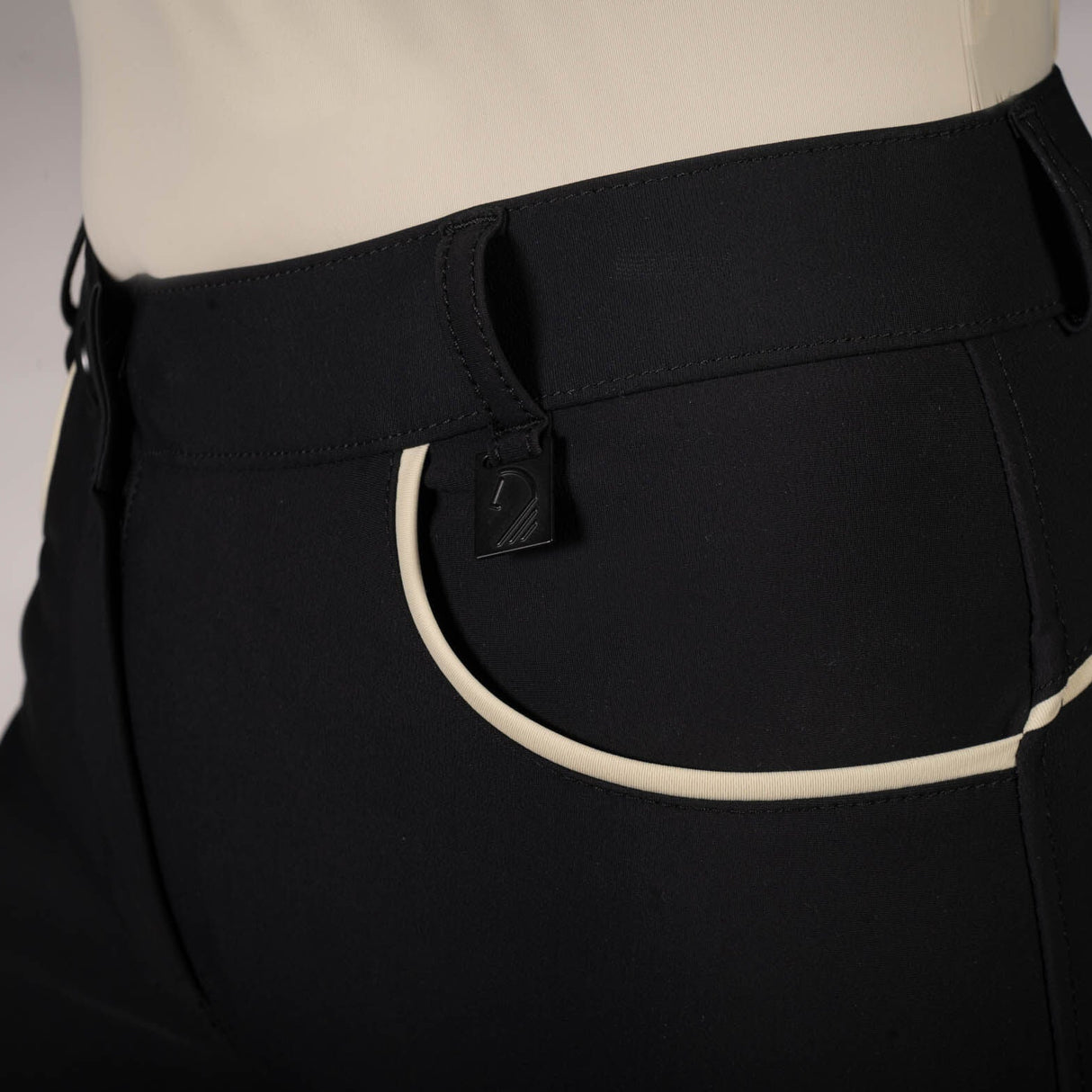 HKM Ladies Silicone Knee Patch Riding Breeches -Limone- #colour_black