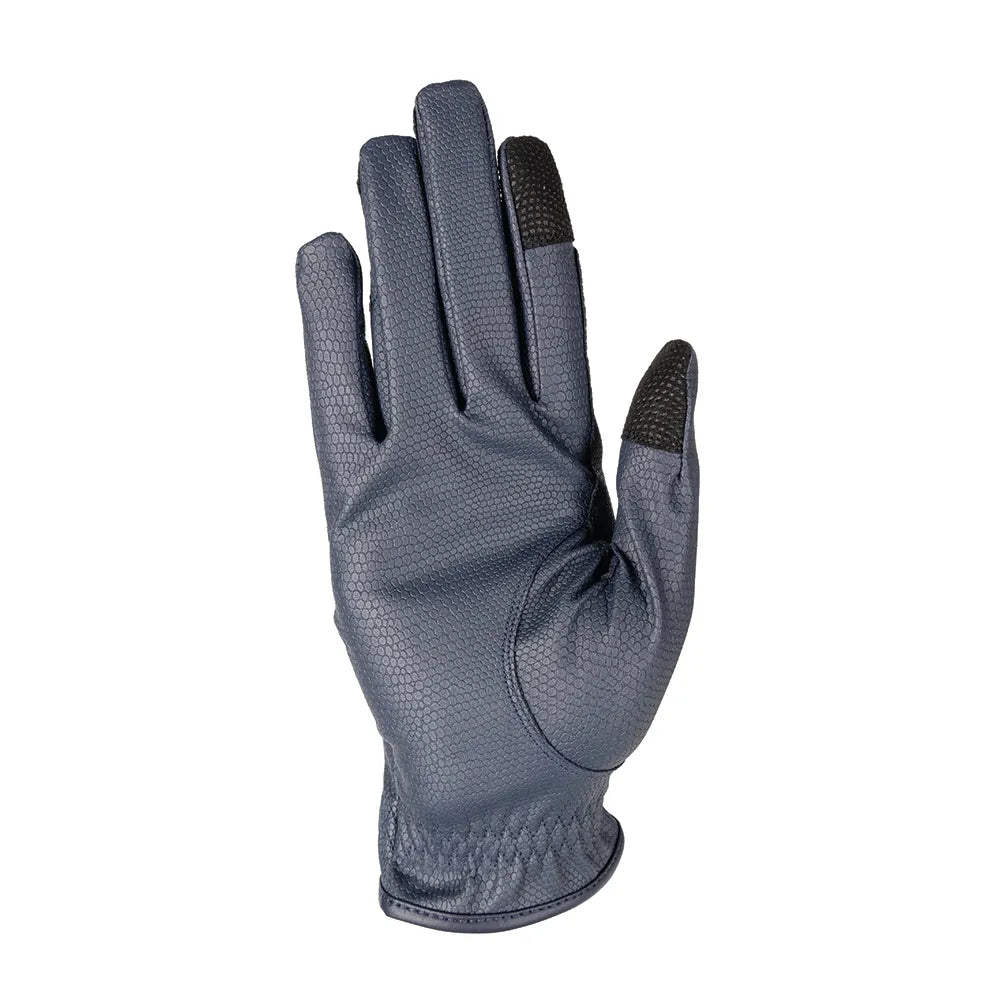 Hy Equestrian Children's Shimmer Riding Gloves #colour_navy-with-navy-silver-diamantes