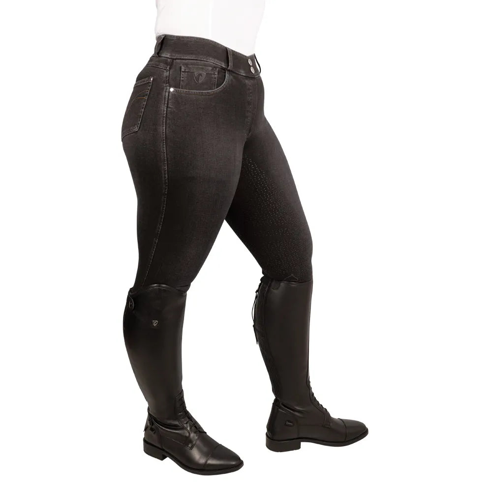 Hy Equestrian Elevate Style Denim Breeches #colour_black
