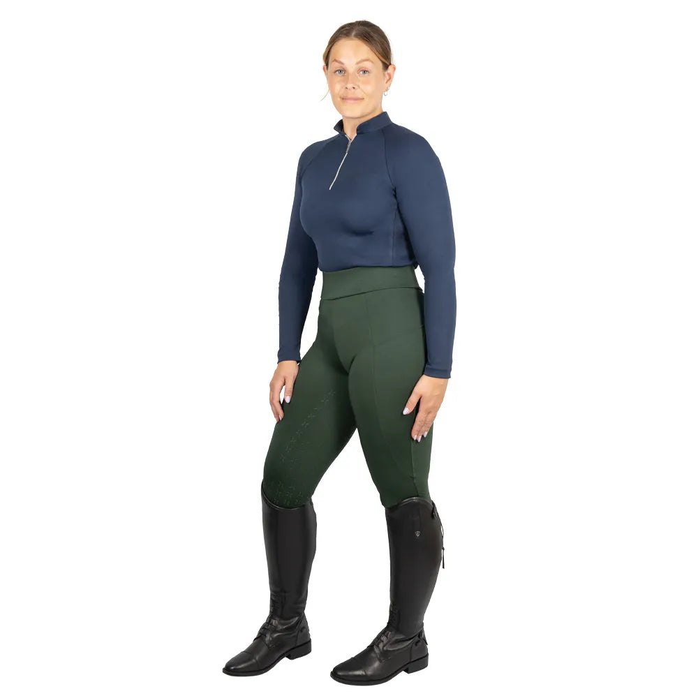 Hy Equestrian Ladies Melton Riding Tights #colour_forest-green