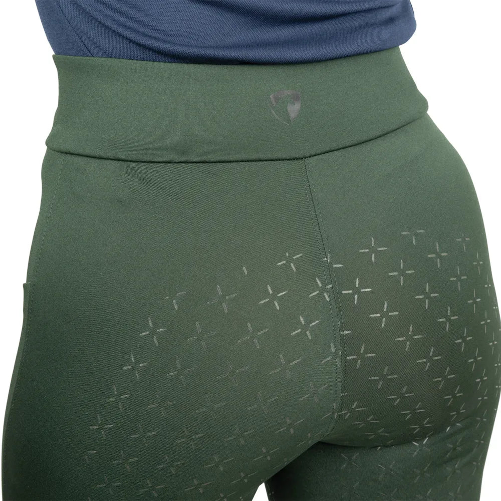 Hy Equestrian Ladies Melton Riding Tights #colour_forest-green