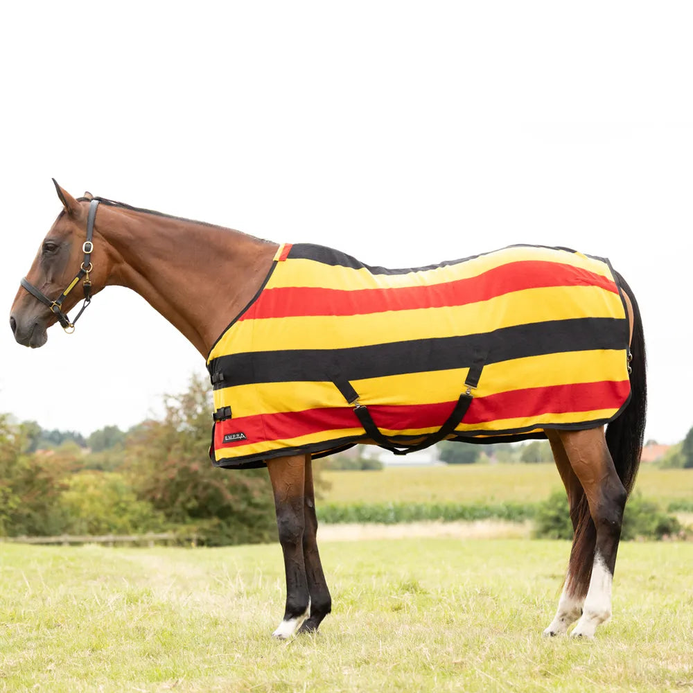 StormX Empra Newmarket Fleece Rug #colour_yellow-red-black