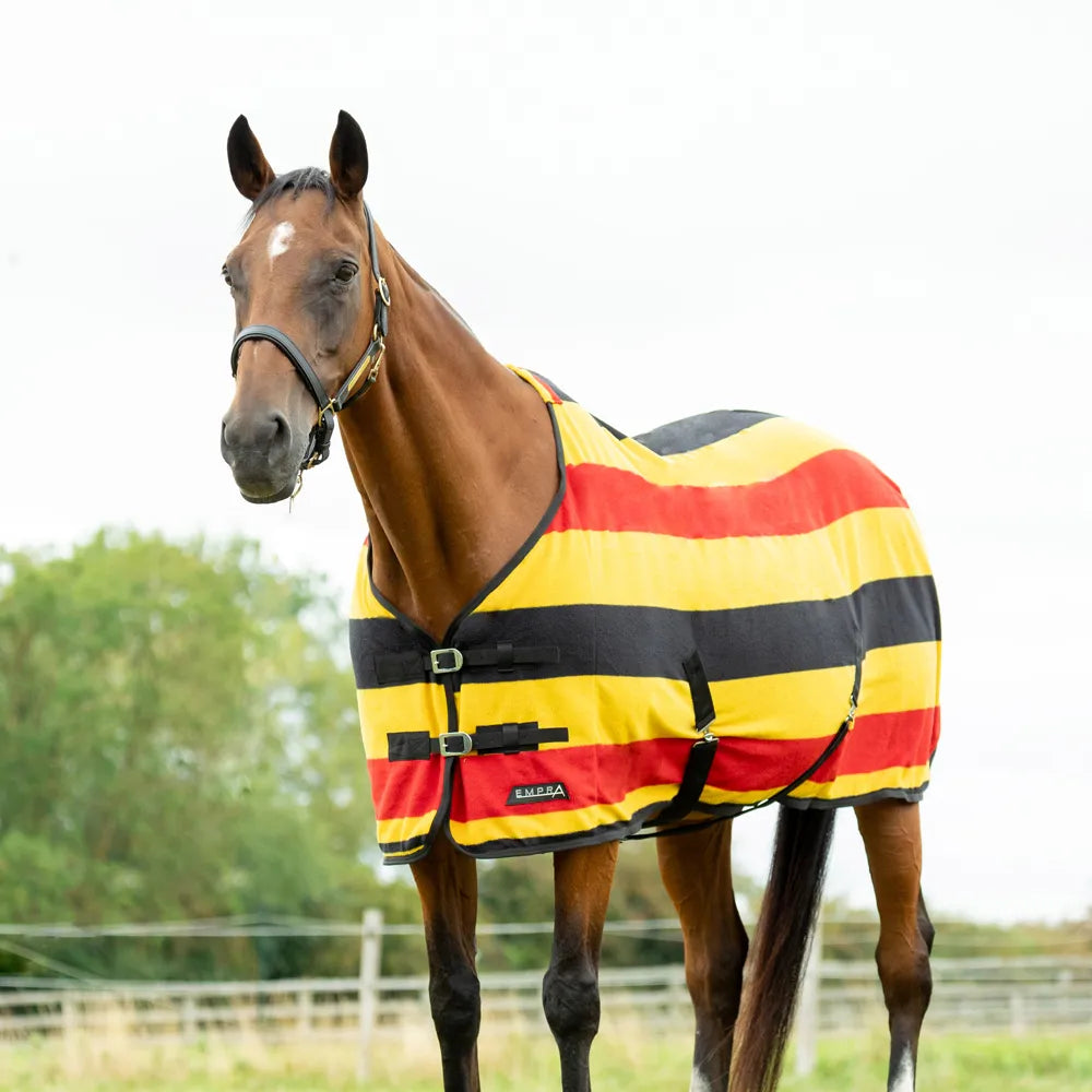 StormX Empra Newmarket Fleece Rug #colour_yellow-red-black