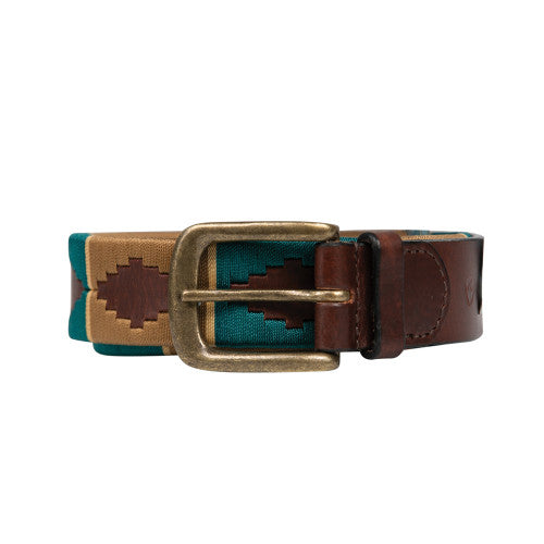 Hy Equestrian Polo Belt #colour_teal-mocha-beige