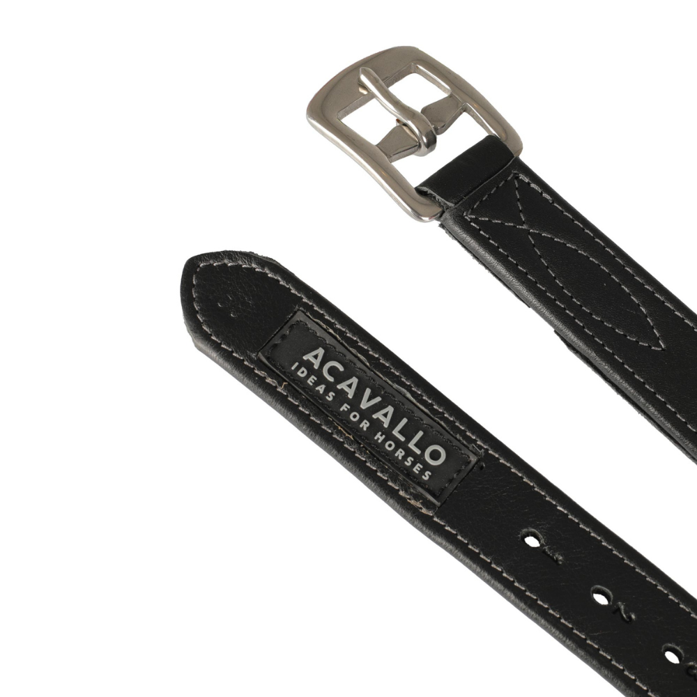 Acavallo Calfskin Stirrup Leathers Internal Reinforcement #colour_black