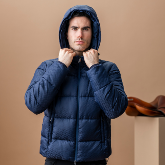 Alessandro Albanese Men's Quilo Monogram Puffer Coat #colour_core-navy