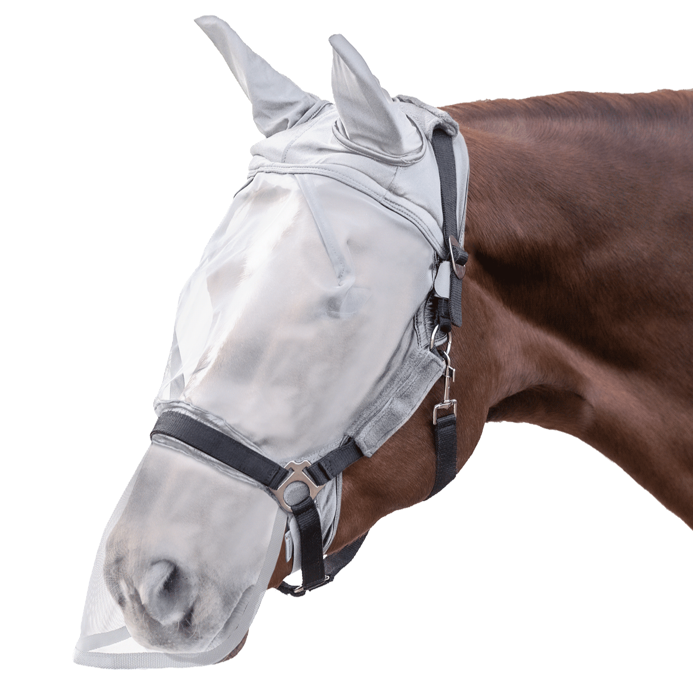 Waldhausen Premium Fly Mask, with Ear and Nose Protection #colour_silver-grey
