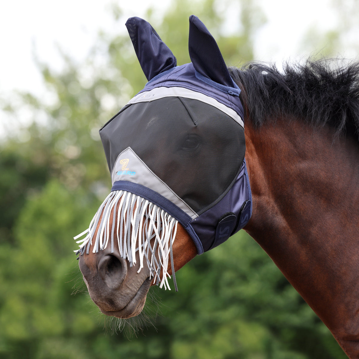 Masque anti-mouches Shires FlyGuard Pro en maille fine avec frange nasale