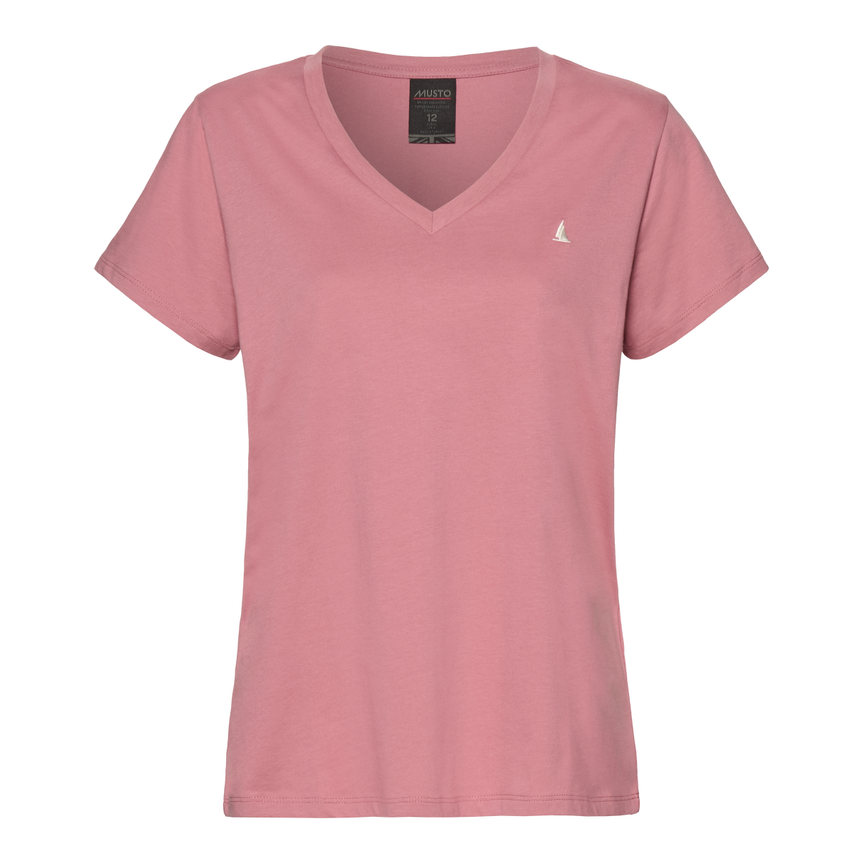 Musto Women's Original V Neck Short Sleeved T-Shirt #colour_pink-chalk