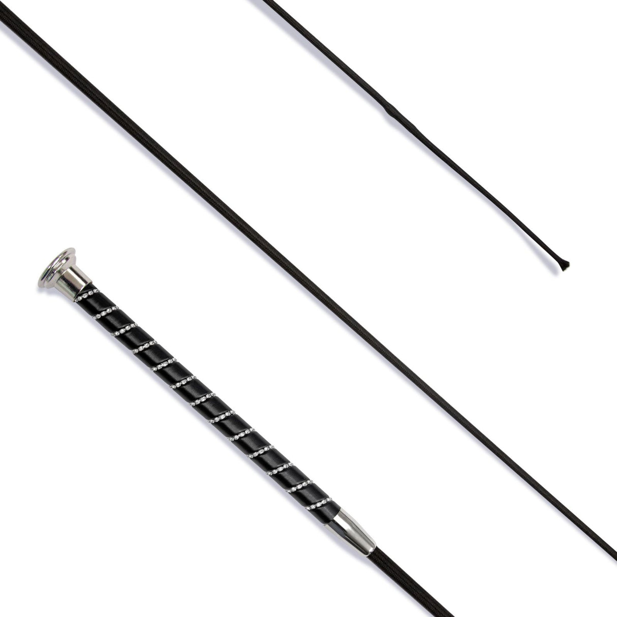 KM Elite Dressage Whip Black Grip with Crystal Spiral