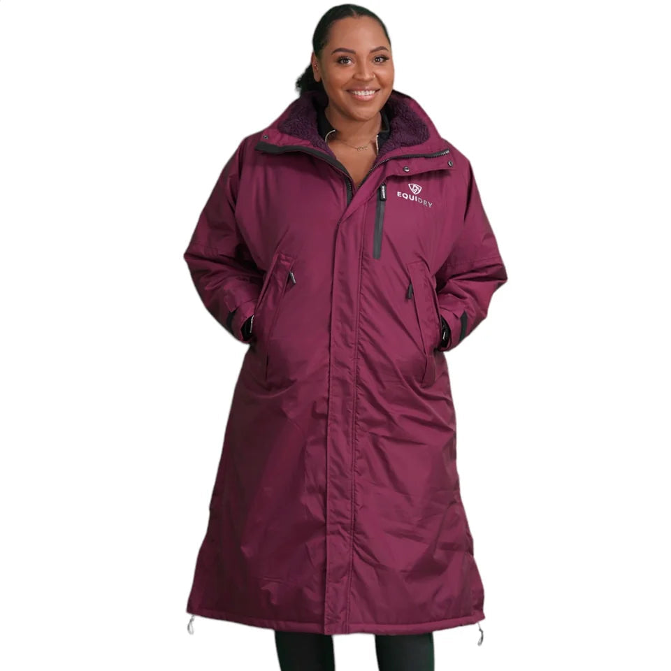 EQUIDRY Women's Thick Fleece Evolution Stowaway Hood #colour_plum-plum
