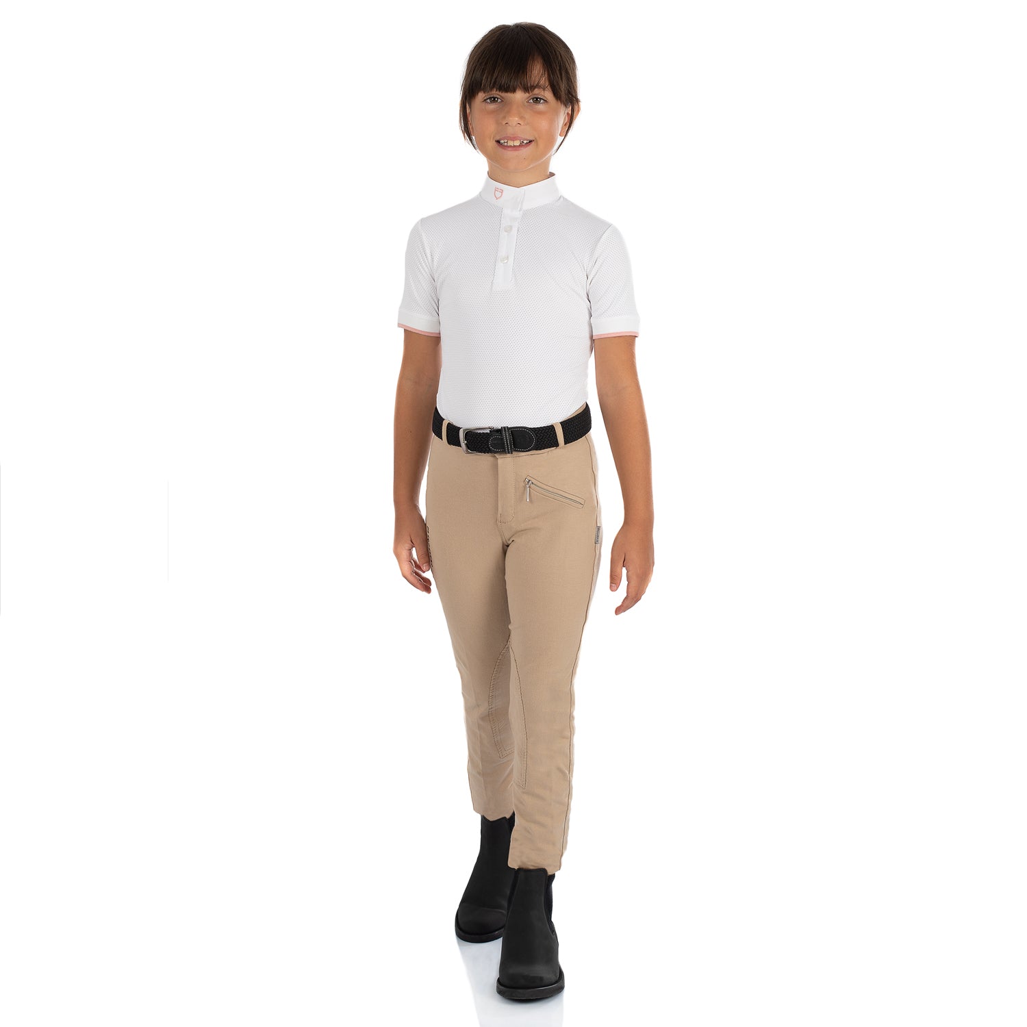 Equestro Leilani Model Junior Jodhpur Breeches In Stretch Material #colour_beige