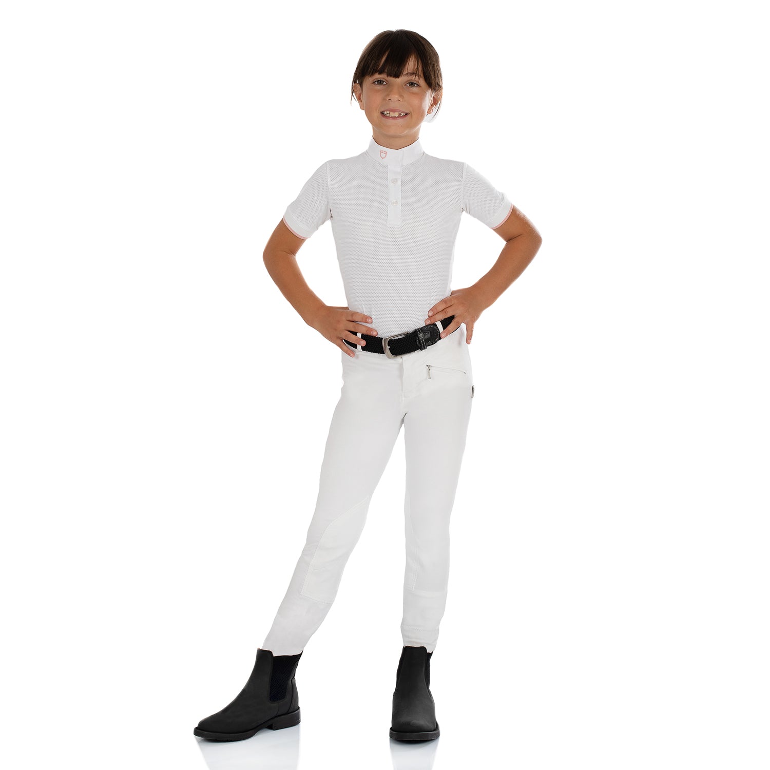Equestro Leilani Model Junior Jodhpur Breeches In Stretch Material #colour_white